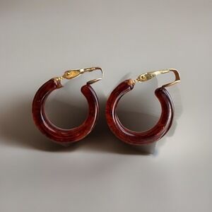 VTG Retro lucite hoop earrings Statement Flashy Clip On Dangle 1960s rare 3/4"